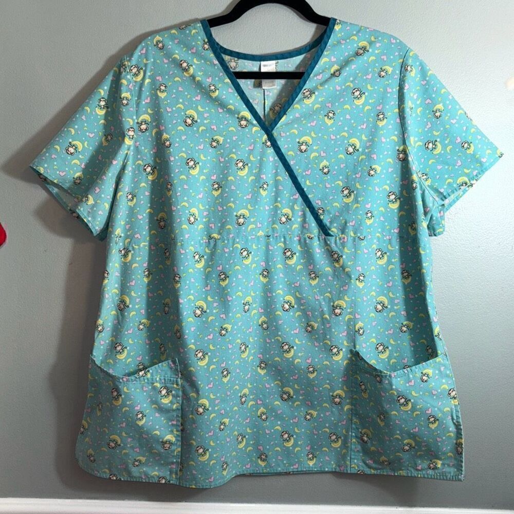 Scrubs by Nick & Sarah little monkey & banana print two pocket scrub top 1X